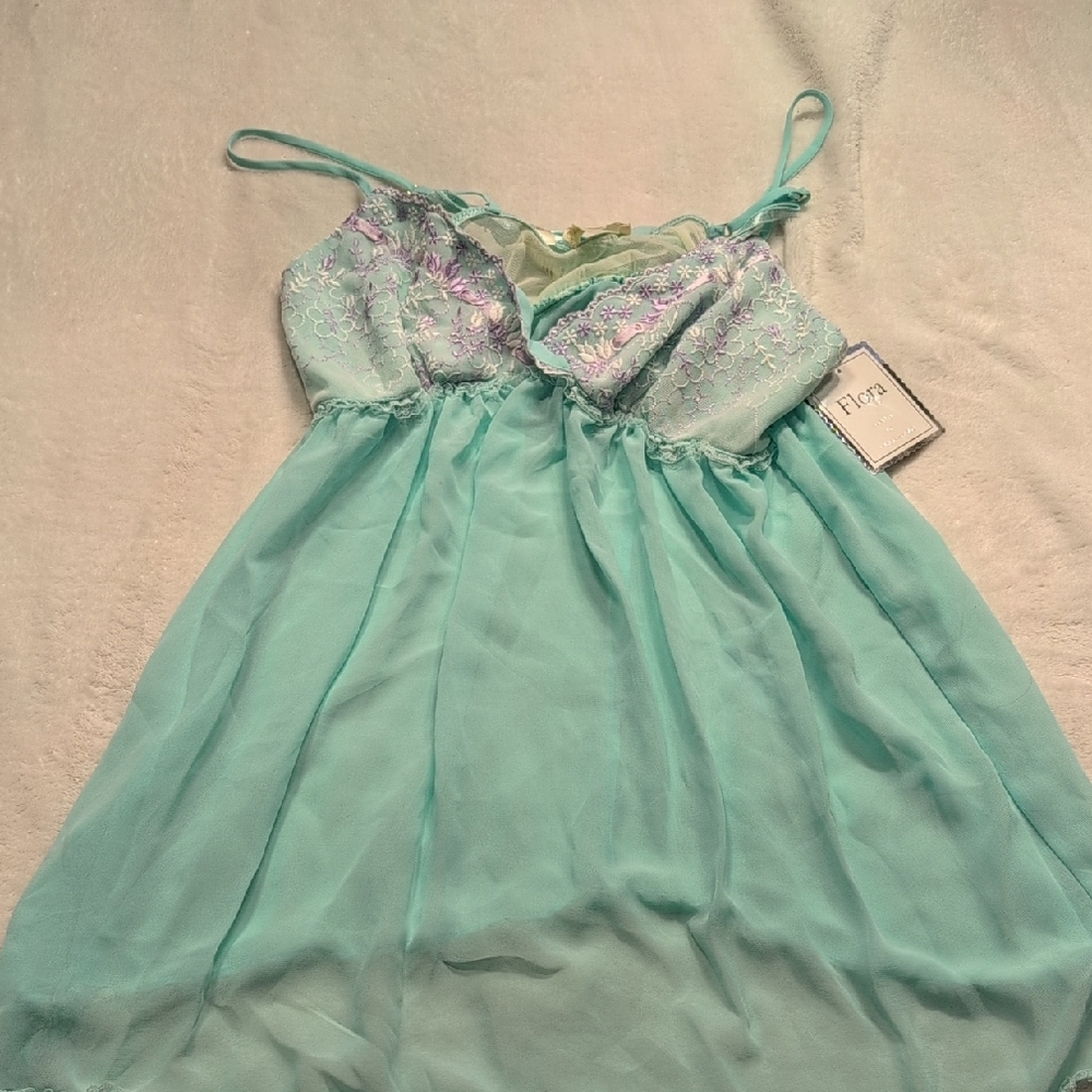 Lingerie set Flora Turquoise and Lavender  New with Tags -Small